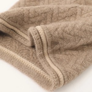 custom designer herringbone knit women cashmere beanie hat custom logo ladies warm pure cashmere winter hat