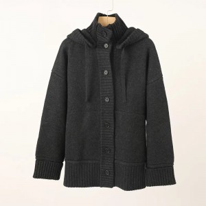 PURE kašmírový dámsky sveter s kapucňou, kardigan, pletená kašmírová bunda s vreckom