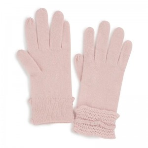 aksesorë dimëror për femra doreza 100% lesh kashmiri dhe dorashka modë luksoze të thurura doreza të gjata rozë të ngrohta me gisht të plotë