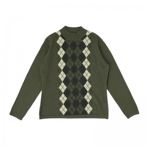 návrhářská značka vícebarevný kosočtverec žakárový čistý kašmírový svetr zakázková móda oversize zimní ženy kašmírový svetr