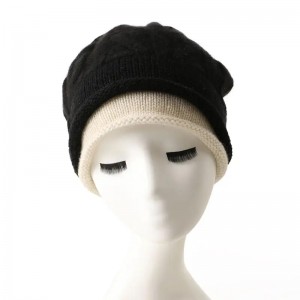 прилагођени вез лого Слатка плетена капа од 100% кашмира зимске капе са ваљаним рубом Женске плетене топле бени капе