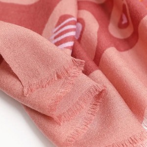brugerdefineret designer vinter luksus mode blød 80'er merino uld print tørklæde stoles dame pashmina tørklæder sjal til kvinder