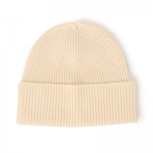 designer rib knitted 90% wool 10% cashmere hat cap custom logo design women warm fashion cashmere winter beanie hat