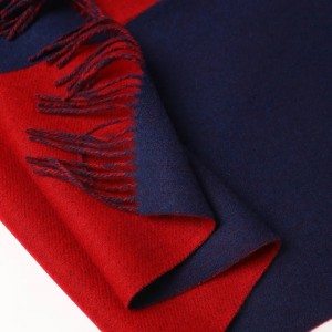 aṣa logo 100% Pure Wool Luxury reversible wool scarves Shawl Women Awọn ọkunrin igba otutu ọrun igbona Wool Scarf