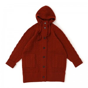 обикновен цветен кабелен плетен голям размер дамски пуловер по поръчка, дизайнерска кашмирена жилетка, палто с качулка