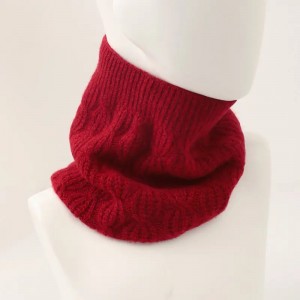 Պատվերով լոգոն մալուխի ձևավորում տրիկոտաժե կաշմիրի ձմեռային կանանց տաք պարանոցի տաք snood scarf գլխարկ