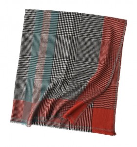 カスタムデザインの女性のクラシック千鳥格子冬のスカーフ刺繍ロゴレディース薄型スタイルソフトファッションウールパシュミナスカーフショール
