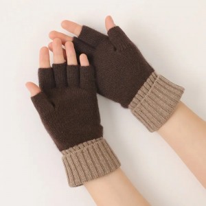 desginger cuffed edges ស្រោមដៃរដូវរងាសុទ្ធ cashmere ធម្មតា knitted fingerless ស្ត្រីកក់ក្តៅម៉ូដស្រោមដៃ cashmere mittens