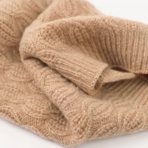 Logo persunalizatu cuncepimentu di cavi in ​​maglia in cashmere beanie inverno donne calde collu caldu sciarpa snood cappellu
