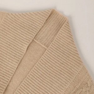 suéter feminino plus size de malha de cabo de cor natural cardigã feminino casaco de caxemira oversize de inverno