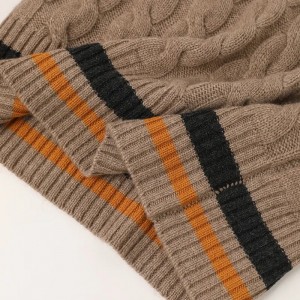 turtleneck multkolora kablo trikita pura kaŝmira pulovero laŭmenda modo superdimensia virina svetero vesta pulovero