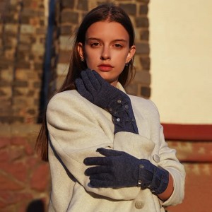 ekran osjetljiv na dodir žene zimske tople pletene dugačke kašmir rukavice prilagođeni dizajn punih prstiju modne rukavice od 100% čistog kašmira s gumbima