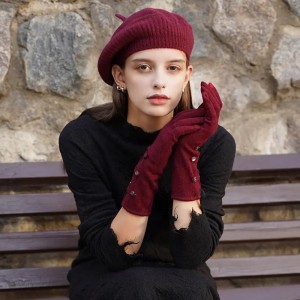 γυναικεία οθόνη αφής χειμωνιάτικο ζεστό πλεκτό μακρύ γάντι από κασμίρ προσαρμοσμένο σχέδιο μόδας σε όλο το δάχτυλο 100% αγνό κασμίρ γάντια με κουμπιά