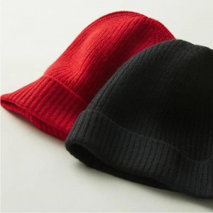 100% кашмир зимна шапка шапка персонализирано лого обикновен цвят жени мъже плетена кашмирена шапка с маншети