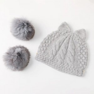 tres barrets d'hivern amb pompons de pell de guineu real disseny de logotip personalitzat moda de luxe per a dona gorra 100% caixmir