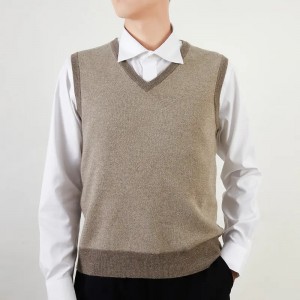 inner mongolia pure cashmere V neck sleeveless Men's Sweaters custom knitted knitwear men cashmere pullover sweater