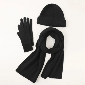 100% вълна жени момичета зима топъл шал шапка и ръкавици комплекти персонализирани дизайнерски модни дамски плетени вълнени шапки шалове ръкавици костюм