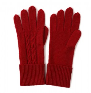 Прилагодено лого зимски плетени женски машки топли растегливи ракавици со манжетни извртени меки 100% кашмирски ракавици