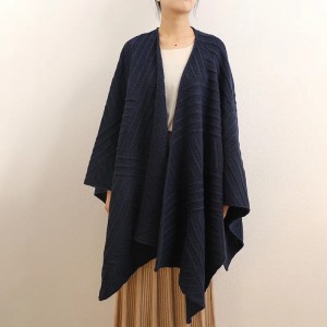custom winter froulju warm gebreide wol poncho effen kleur luxe zachte damesmode elegante 100% wol cape sjaal