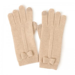 ukras s mašnom i rukavicama od kašmira modne ženske zimske tople pletene rukavice s ekranom osjetljivim na dodir punim prstima