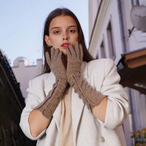 anpassad pekskärm kina dam vinter varma stickade långa handskar kvinnor armvärmare pekskärm termiskt mode söta kashmirhandskar