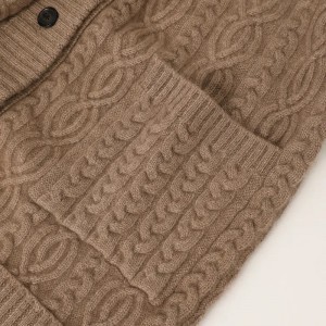 vienkrāsains kabeļa adīts liela izmēra sieviešu džemperis, dizainera kašmira jakas džemperis ar kapuci