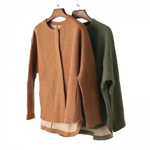 прилагођени капут од одеће од 100% чистог кашмира једнобојни једноставан, повремени џемпер од кашмира веће величине