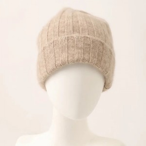 អ្នករចនារូបសញ្ញាផ្ទាល់ខ្លួន Heather yarn cashmere beanie hat fashion winter warm cuffed winter hats cashmere hats