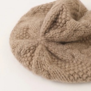Boné de boina de inverno de caxemira pura moda personalizada para mulheres quentes tricotadas à mão