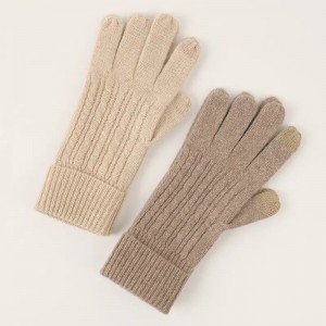 İç moğolistan saf kaşmir kış eldiven özel dokunmatik ekran örme kadın termal moda tam parmak kaşmir eldiven eldivenler
