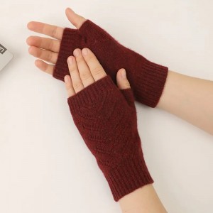 desain berongga fashion musim dingin sarung tangan kasmir hangat & mittens kustom wanita sarung tangan rajutan tanpa jari wanita