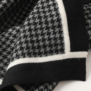2022 bag-ong disenyo nga jacquard knitted houndstooth 100% cashmere scarf shawl para sa mga babaye