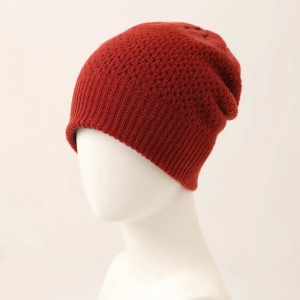 dvoslojni zimska kapa od 100% kašmira, prilagođeni logo dizajnerski šuplji pleteni ženski topli šešir od kašmira