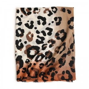 custom 80s leopard printing 100% merino wool pashmina scarves shawl cashmere winter scarf para sa mga kababaihan