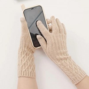 accesorii de iarnă la modă mănuși de iarnă pentru femei 100% cașmir cu ecran tactil tricotate mănuși calde pentru degete întregi mănuși