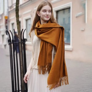 designer luxe mode winter dames wollen sjaal stola custom borduurlogo vrouwen effen kleur wollen sjaals sjaal voor vrouwen