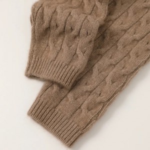 Круглый вырез натуральный цвет косы вязаный пуловер из чистого кашемира на заказ мода оверсайз женский свитер одежда вязаный топ
