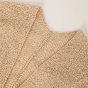 ແບບຍາວ herringbone knit pure cashmere cardigan custom oversize long sleeve girls ladies women sweater knitwear