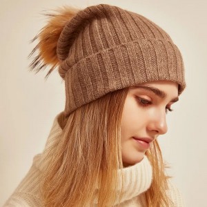 100% kašmiirist kohandatud naiste talvemüts luksuslikud armsad kootud nokamütsid kohandatud logoga