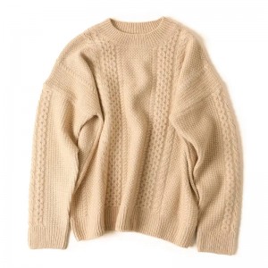 Жіночий светр великого розміру зимовий жіночий светр з круглим вирізом з в’язаним кабелем для дівчаток, кашеміровий пуловер великого розміру