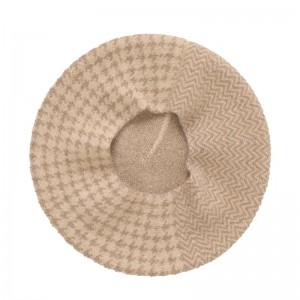 houndstooth jacquard knitted cashmere beret ຫມວກຫລູຫລາຄົນອັບເດດ: ລະດູຫນາວແມ່ຍິງອົບອຸ່ນຫມວກ cashmere beanie