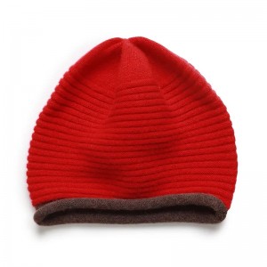 chapeau d'hiver en cachemire à bord roulé multicolore casquettes femmes bonnet tricoté avec logo personnalisé