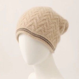 Pălărie din cașmir personalizat, tricot în oase de pește, cu logo personalizat pentru femei, pălărie caldă de iarnă din cașmir pur
