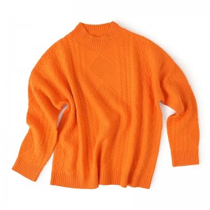 dizajnerski modni pleteni ženski džemper s okruglim izrezom od čistog kašmira po mjeri preveliki ženski pulover od kašmira