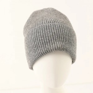 50% lână de iac 50% lână pălării de iarnă logo personalizat culoare uni femei de lux Moda drăguț tricot cald cu manșete pălărie