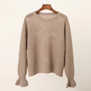 dizajnerski šuplji kompjuterski pleteni pulover od čistog kašmira po narudžbi modni preveliki ženski džemper s okruglim izrezom