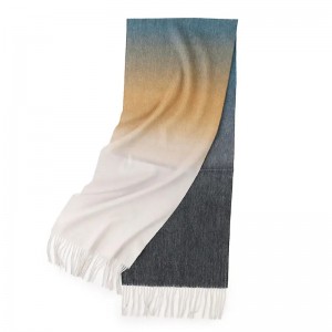 100% awọn ọdọ-agutan irun-agutan awọ gradient awọ Igba Irẹdanu Ewe igba otutu awọn obinrin sikafu ji aṣa tassel onise cashmere scarves shawl
