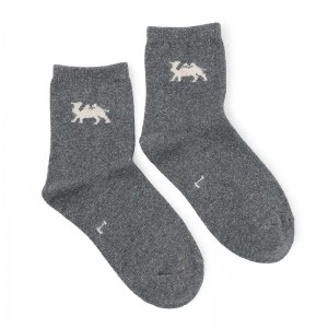 tsika logo varume 100% wool masokisi emukati jacquard mhuka dhizaini ganda rakapfava rinoshamwaridzana cashmere slipper sock