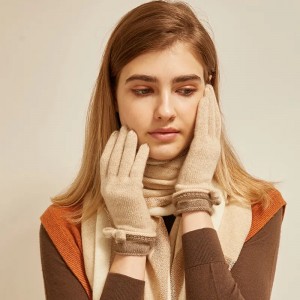 ฤดูหนาวที่อบอุ่น 100% แพะแคชเมียร์ถักถุงมือแฟชั่นที่กำหนดเองผู้หญิงถักถุงมือผู้หญิงที่อบอุ่นหรูหรา