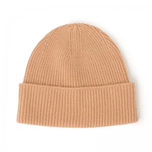 ຜູ້ອອກແບບ rib knitted 90% wool 10% cashmere hat cap custom logo design women warm fashion cashmere winter beanie hat